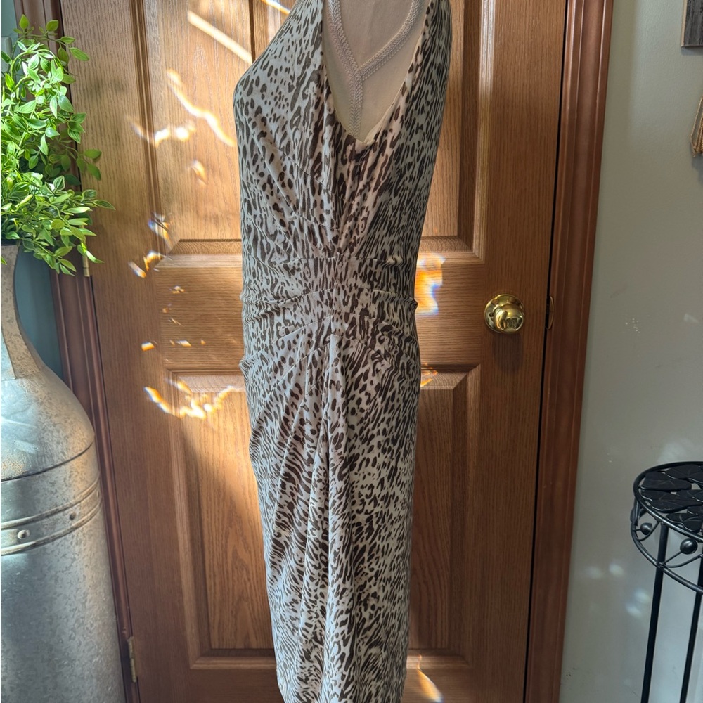 JONES NY Women’s Size 10 Leopard-print Sheath Dress Brown/ivory EUC - Picture 4 of 8
